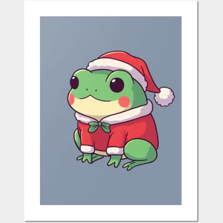 Cute Christmas Frog Santa Posters and Art